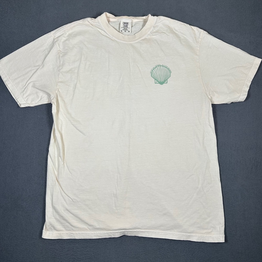 Comfort Colors T-Shirt Mens XL Cream Surfin Spoon Outer Banks Graphic Tee Cotton